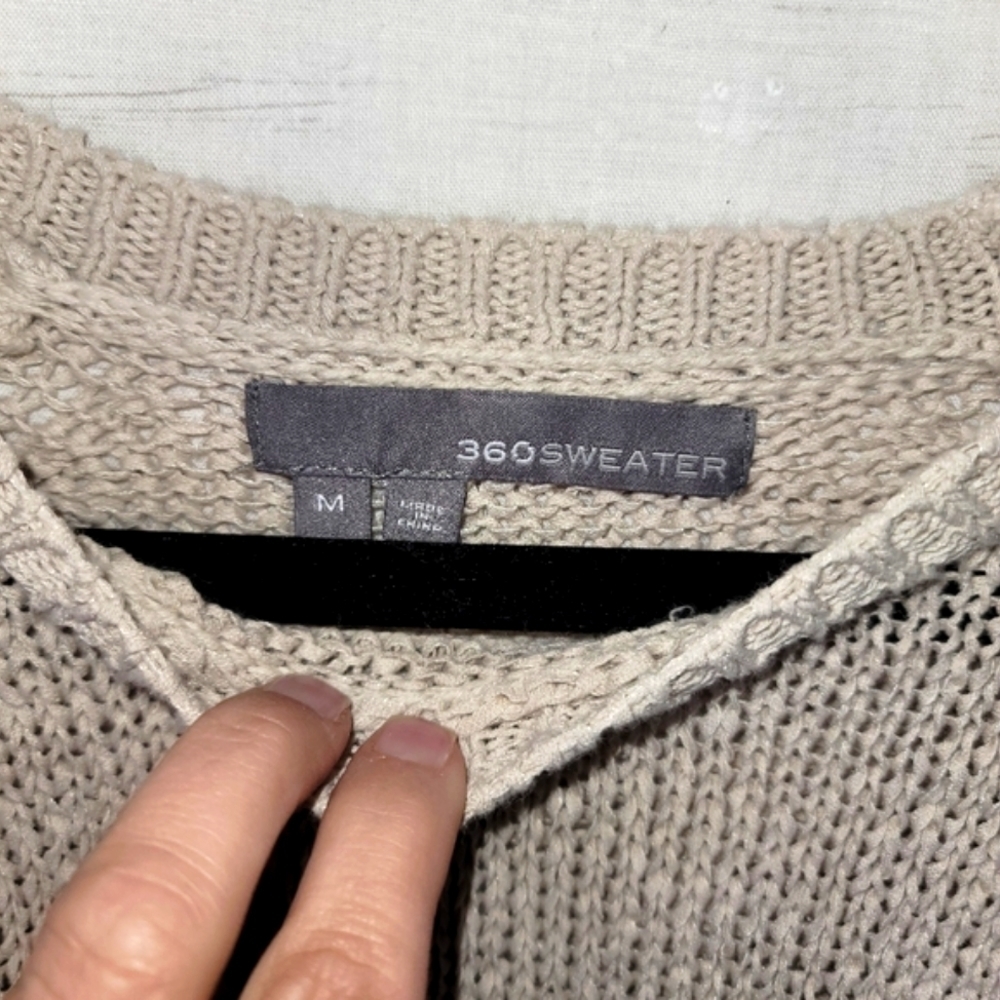 360 SWEATER LINEN BLEND COLORBLOCK SWEATER, SZ MEDIUM - Picture 4 of 7